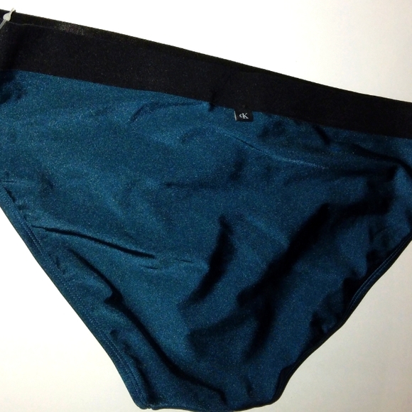 ☆NWT☆CALVIN KLEIN Women's Triangle Cut   Blue Cypress Shimmer Halter Tie Bikini - Picture 12 of 16